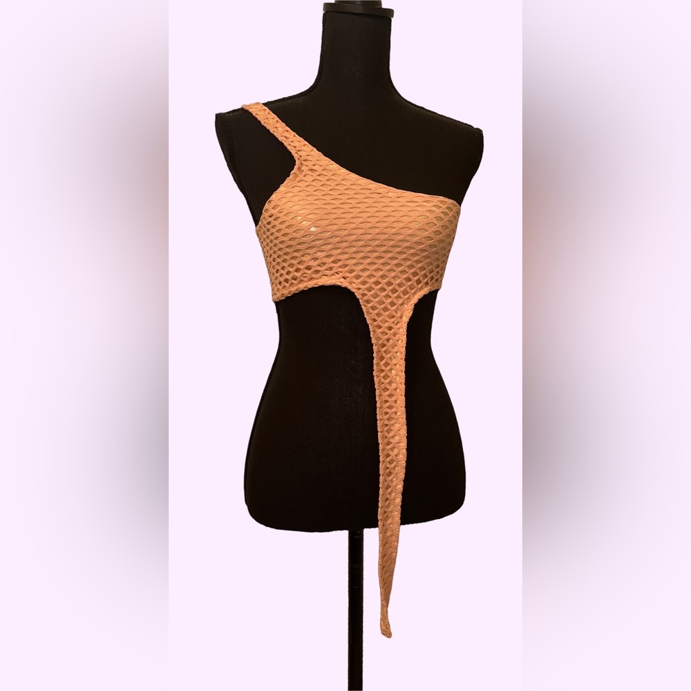 RXCH / DOLLS KILL Mesh Bralette One shoulder tank top